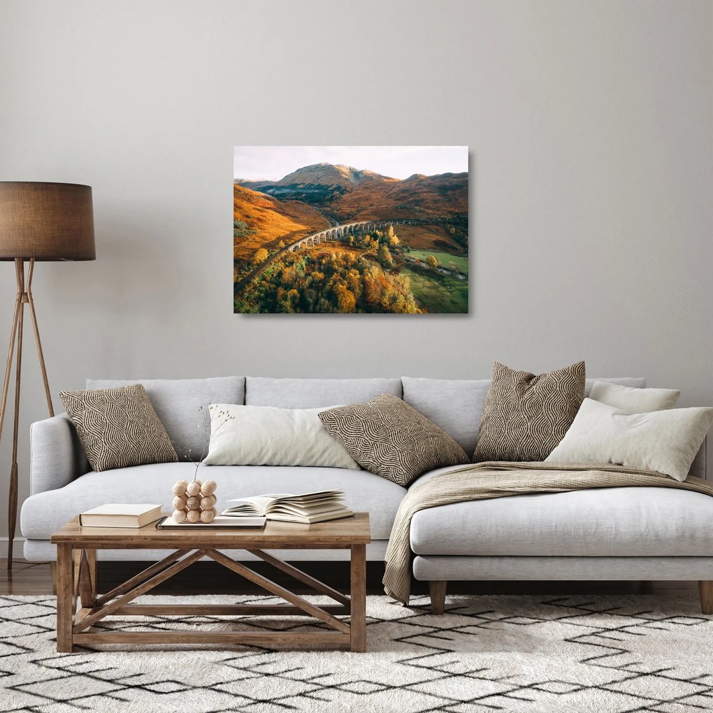 Híd képe a skót völgyben (üvegen) (70x50 cm)