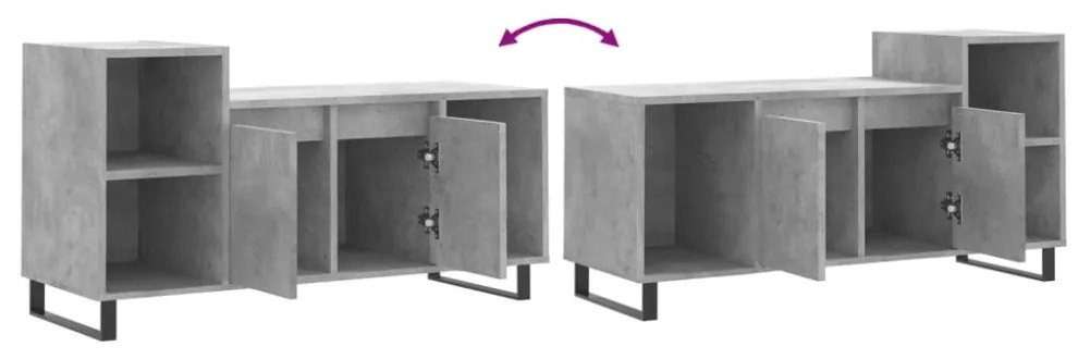 betonszürke szerelt fa TV-szekrény 100 x 35 x 55 cm