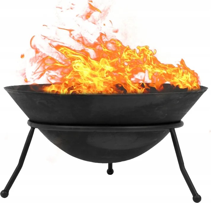 Öntöttvas Tűztér Fekete 60CM-ES Grillsütő Kerti Tűzrakóhelyhez