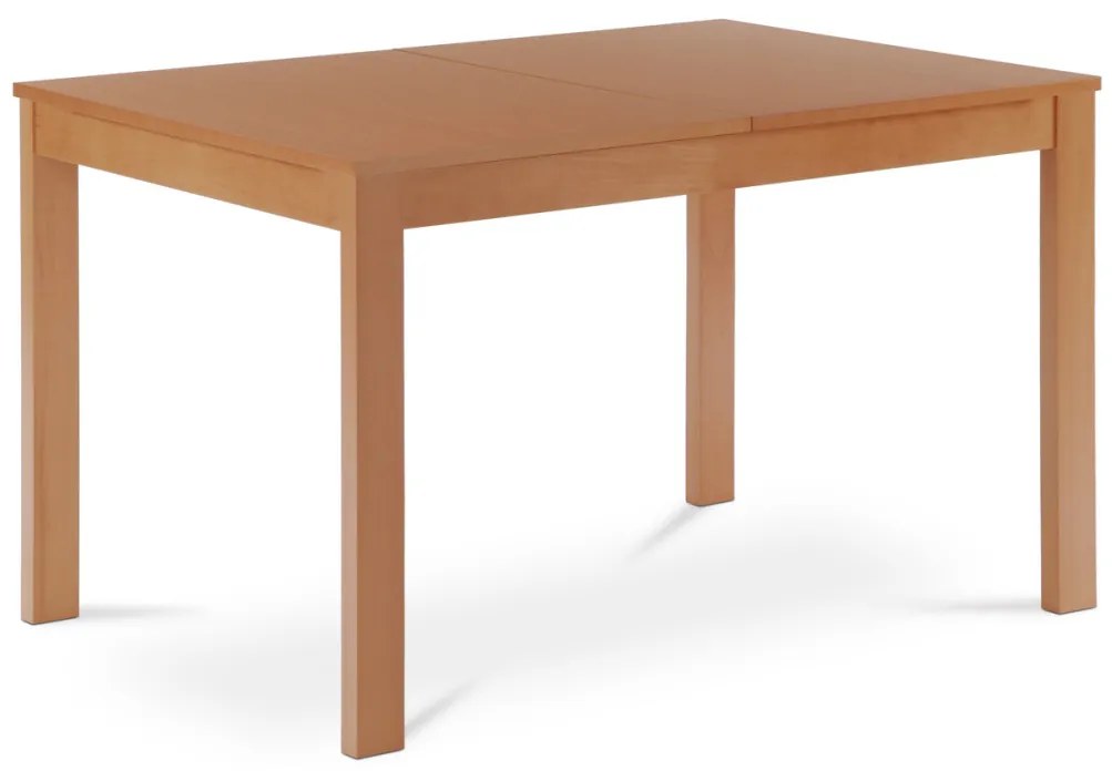Masă de sufragerie extensibilă 120+30x80x74 cm, blat MDF, furnir, picioare din lemn masiv, culoare fag