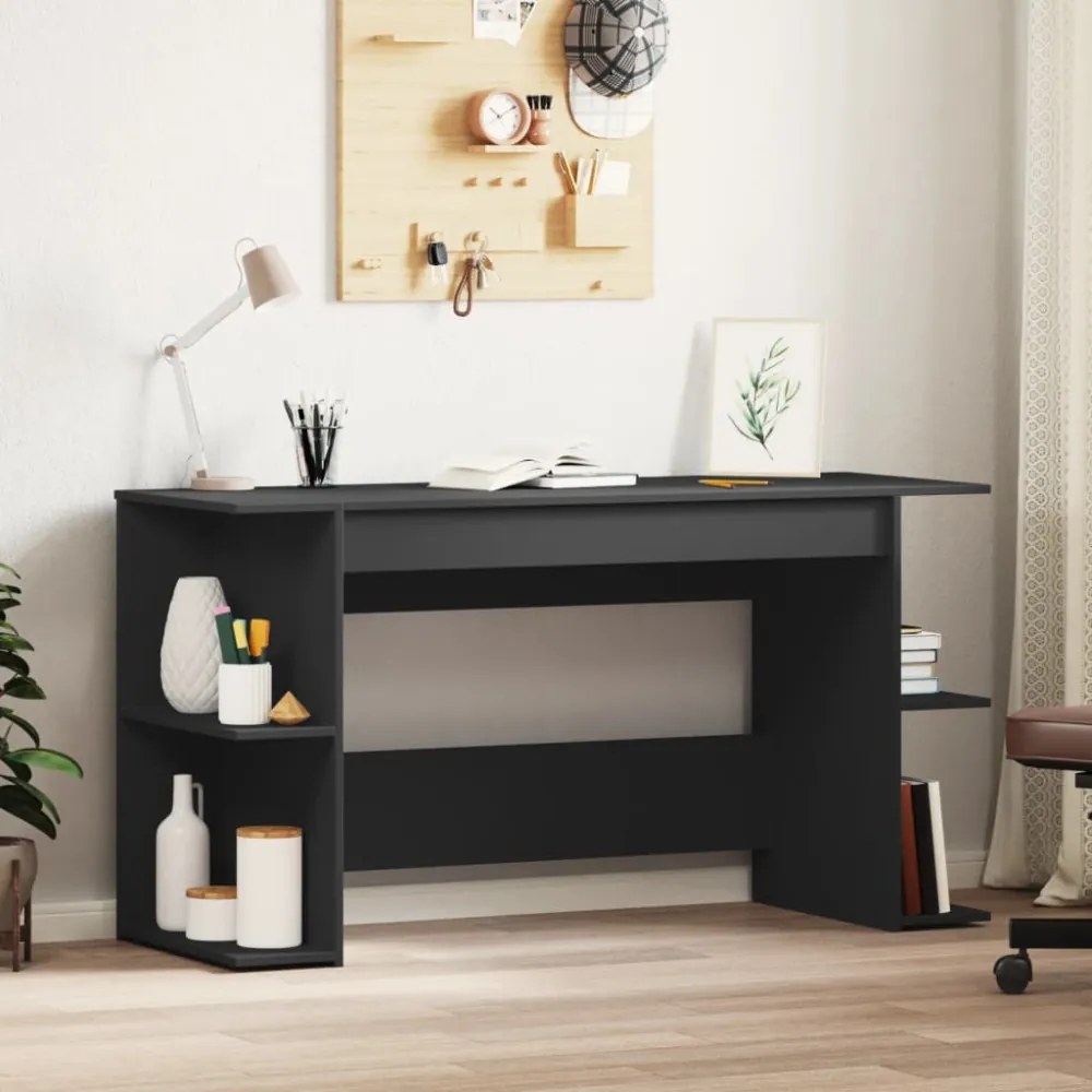 fekete szerelt fa íróasztal 140x50x75 cm
