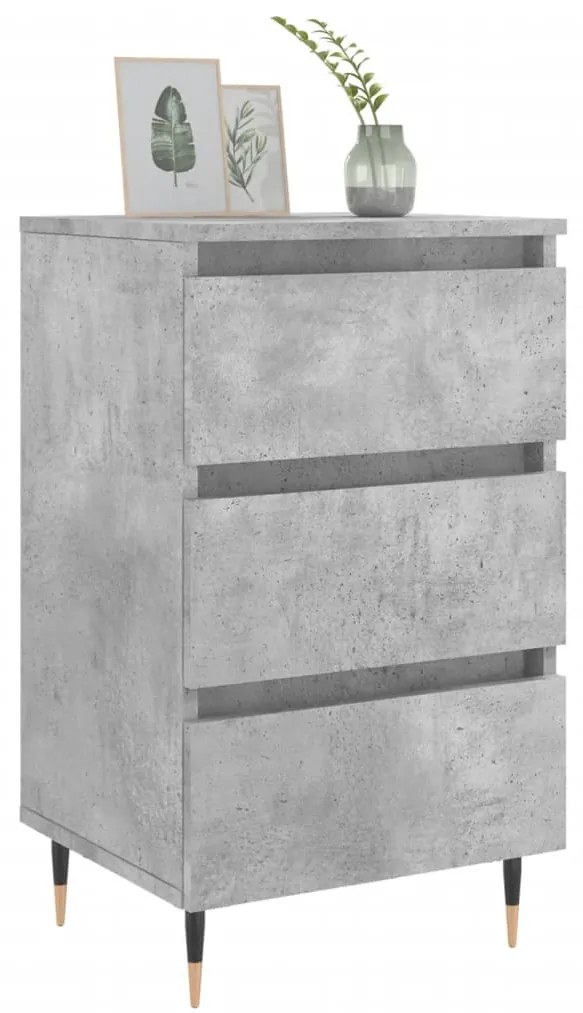 2 db betonszürke szerelt fa éjjeliszekrény 40x35x69 cm