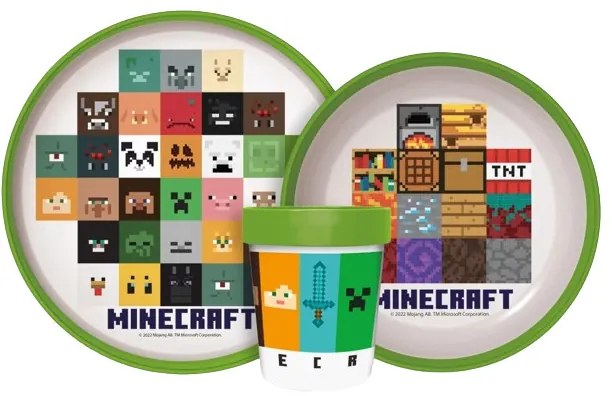 Minecraft csúszásmentes étkészlet, micro műanyag szett