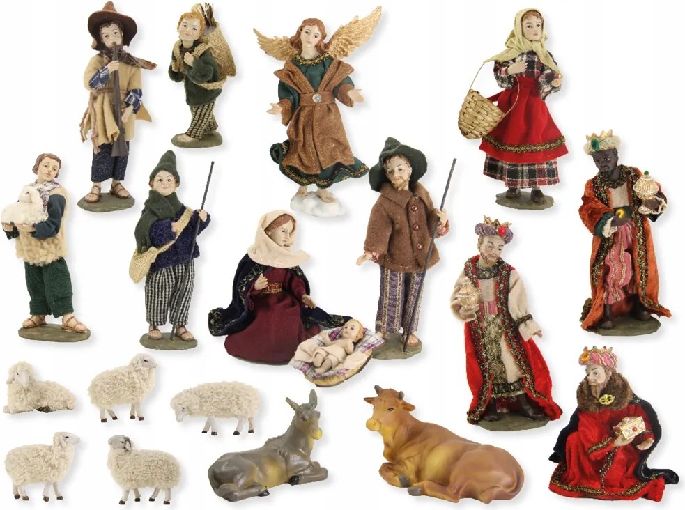 Betlehem figurák 'alpesi modell' 19 részes anyagból 16cm magas
