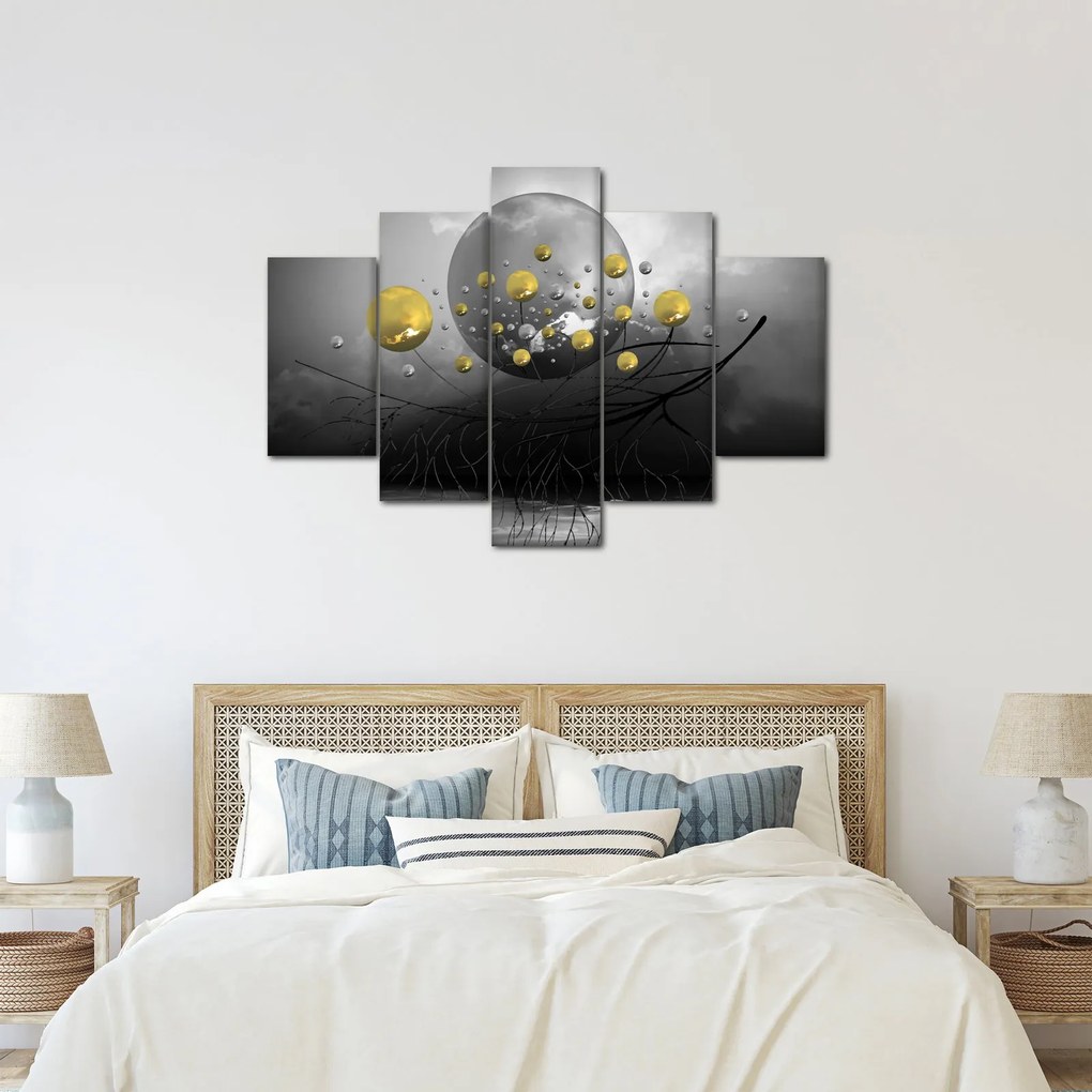Arany absztrakt gömbök képe (150x105 cm)