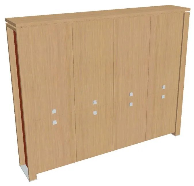 Verno+ S magas szekrény 260 x 46 x 210 cm, világos tölgy / narancs