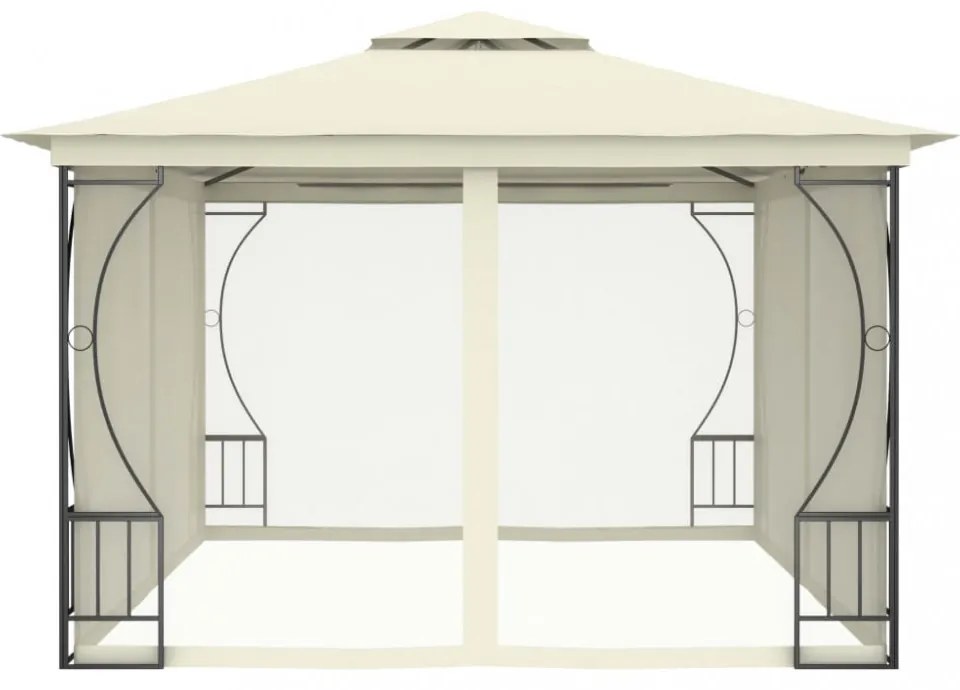 krémszínű pavilon hálóval 300 x 400 x 265 cm