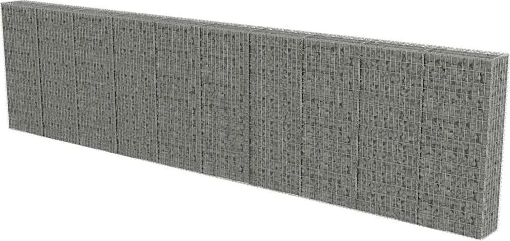 vidaXL horganyzott acél gabion fal fedéllel 600 x 30 x 150 cm