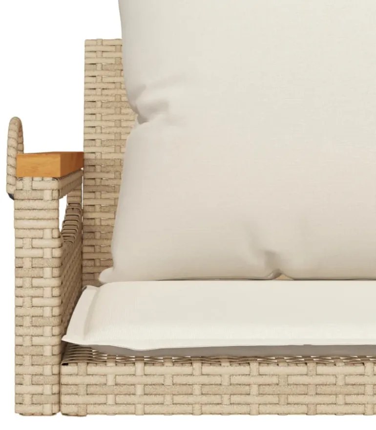 bézs polyrattan hintapad párnákkal 63 x 62 x 40 cm