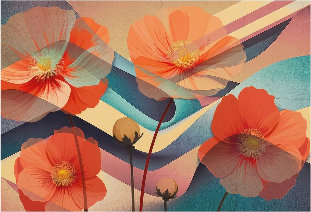 Flizelin tapéta Divatos 3D fali ragasztóval Érzékek virágai 152x104 Ragasztó