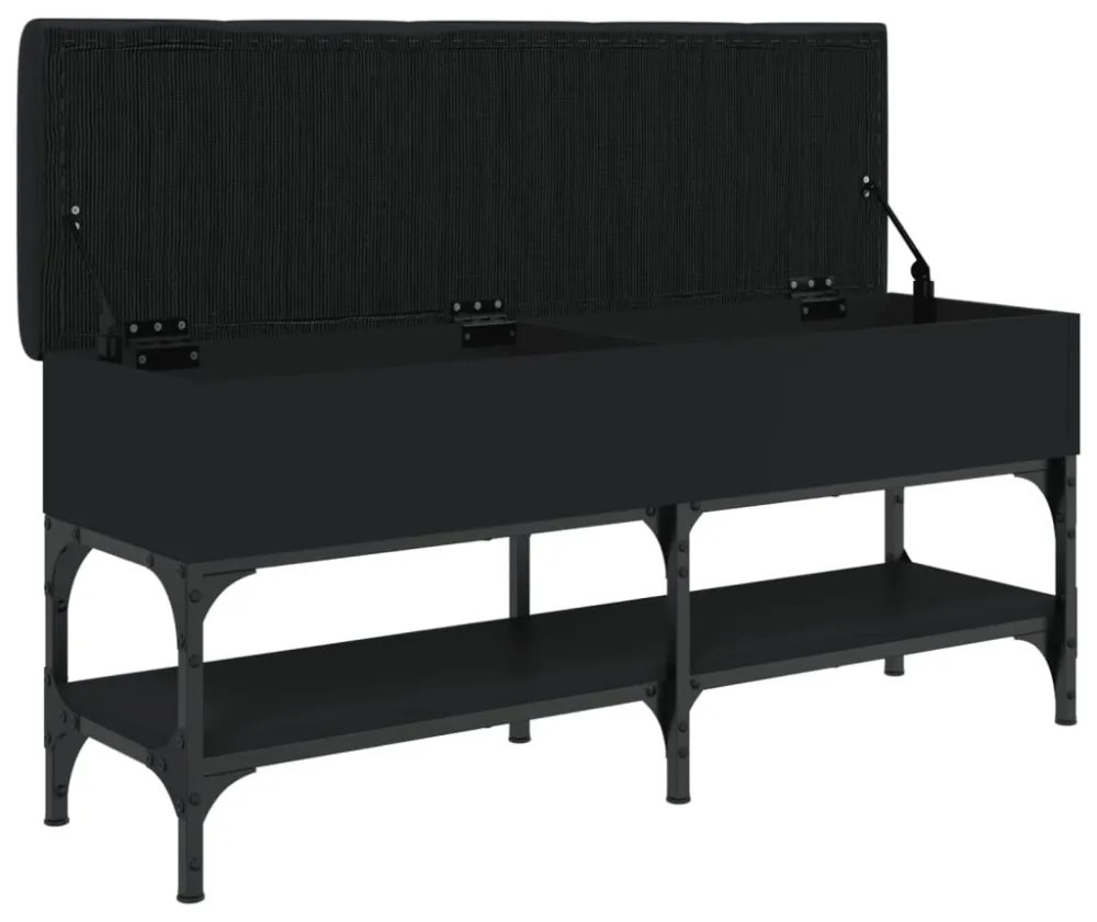 fekete szerelt fa cipőtároló pad 102 x 32 x 45 cm