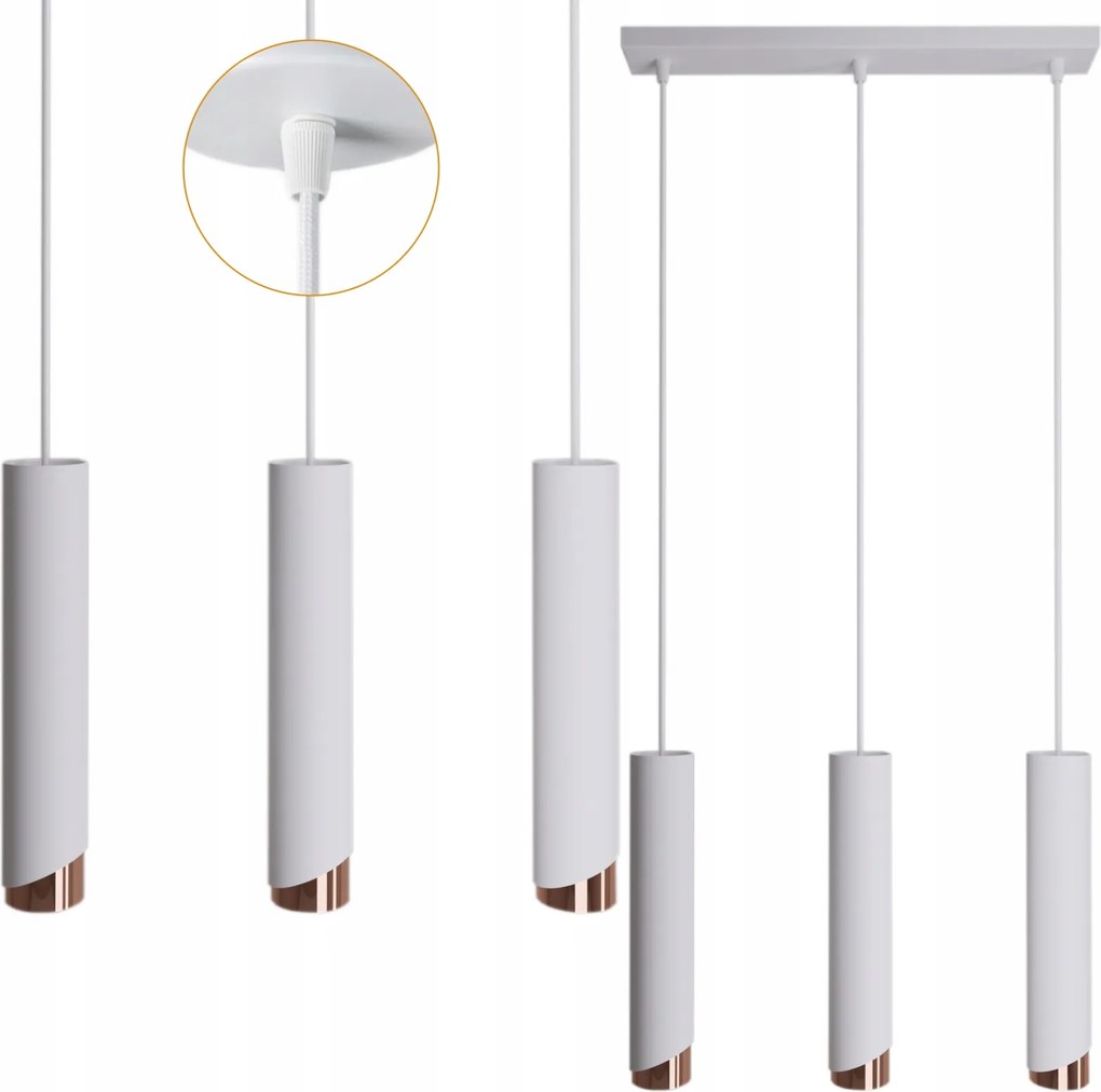 Bragi függőlámpa 3 pontos, 3XGU10 fehér réz modern Cső