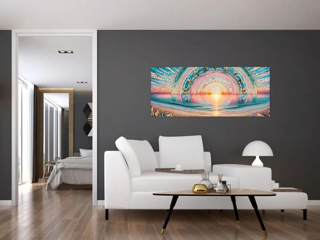Kép – Naplemente mozaik (120x50 cm)