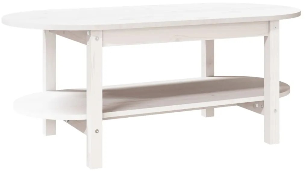 Fehér tömör fenyőfa dohányzóasztal 110 x 55 x 45 cm
