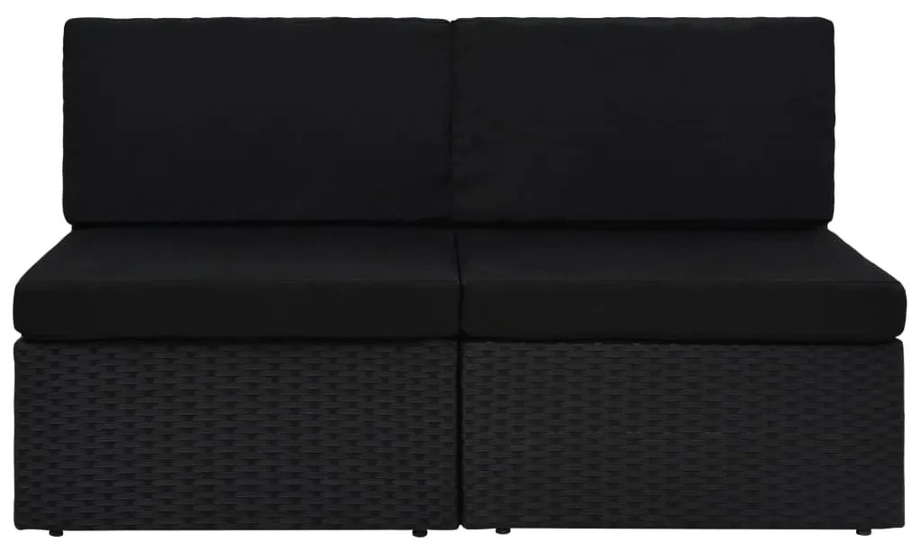 vidaXL 2 személyes fekete elemes polyrattan kanapé