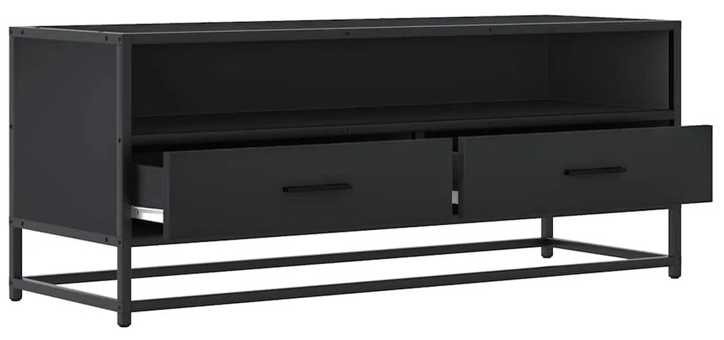 fekete szerelt fa és fém TV-szekrény 100x34,5x40 cm