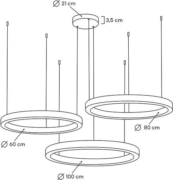 King Home RING MSE0006080100 Függőlámpa 3x1x38W |1x50W|1x75W/LED 3000K-6000K 3040LM-6000LM IP20