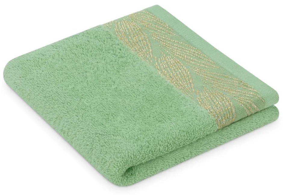 Világoszöld frottír pamut törölköző és fürdőlepedő készlet 2 db-os Allium – Restilo