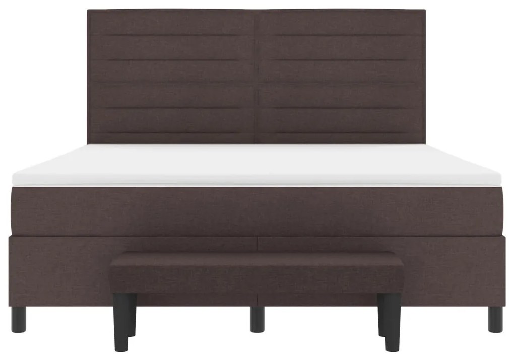 vidaXL Boxspring ágy matraccal és padra sötétbarna 180x200 cm szövet