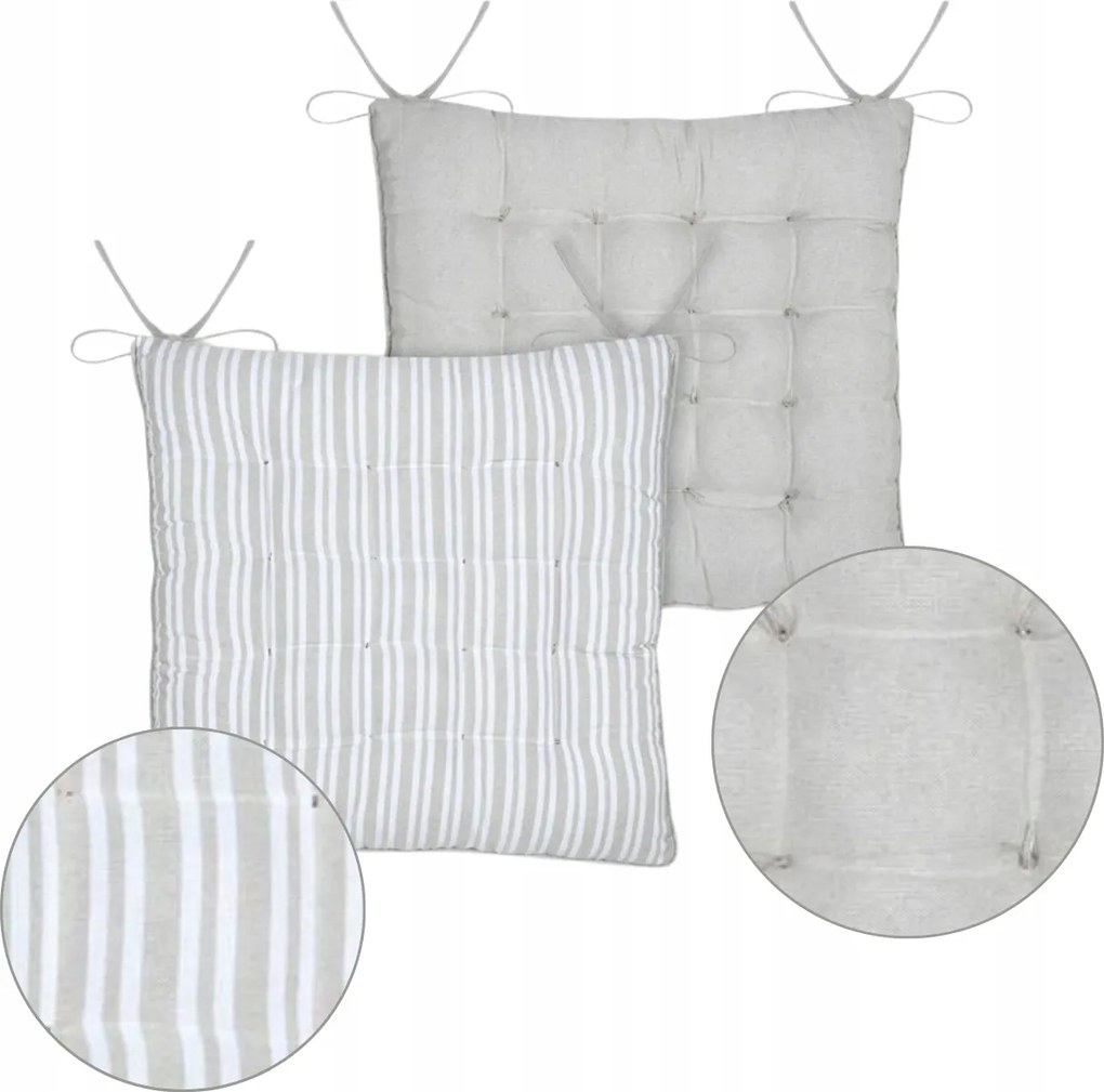 Székpárna csíkos szürke 38x38 cm szögletes, kétoldalas