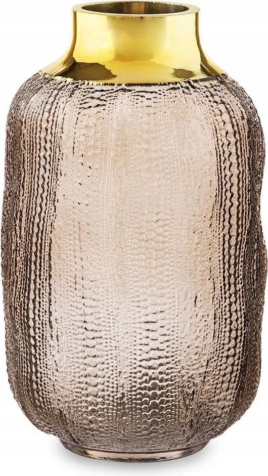 Váza Barna Arany 25cm Üveg Díszített Palack