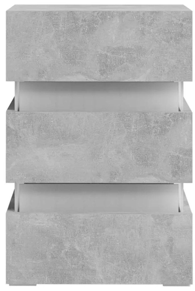 Betonszürke szerelt fa LED-es éjjeliszekrény 45 x 35 x 67 cm