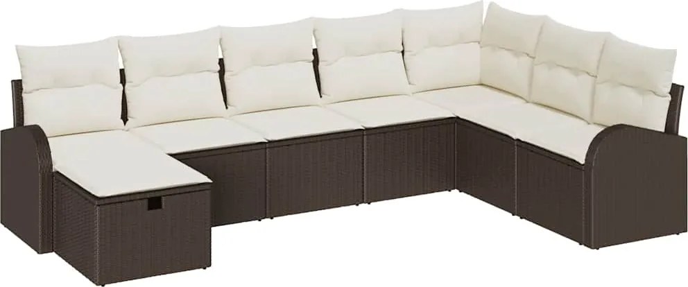 vidaXL Kanapé Szett párnával tárolóval Barna és krémszínű polirattan