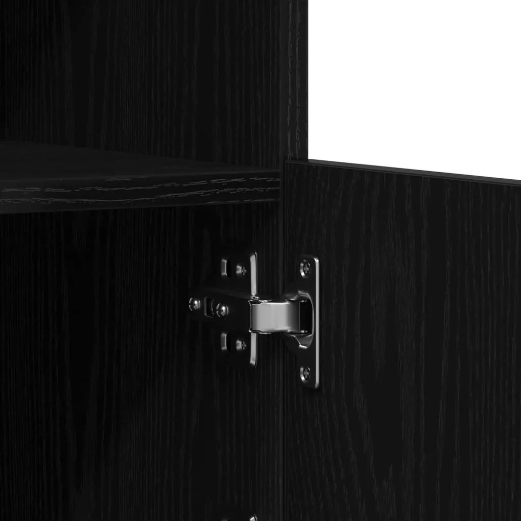 LED világítással ellátott fekete tölgy oldalrész 60,5x37x67 cm