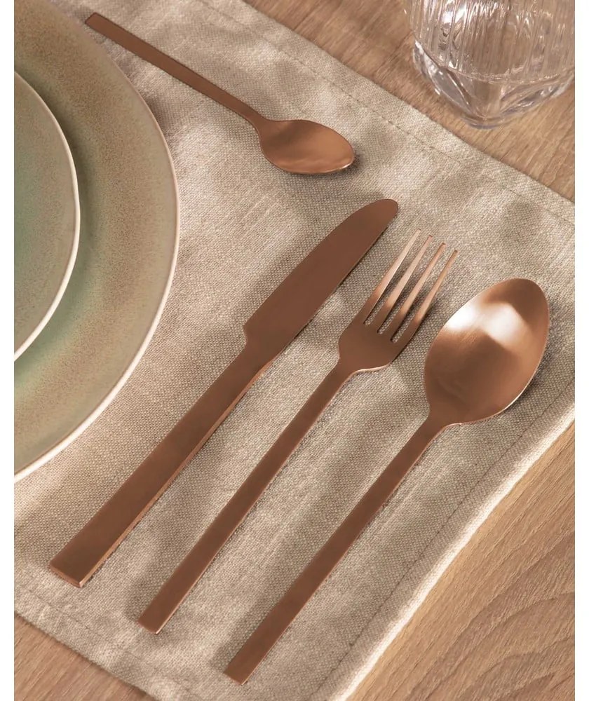 Rézszínű rozsdamentes acél evőeszköz készlet 16 db-os Kelda – Kave Home