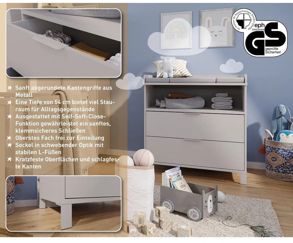 Krémszínű gyerek komód 89x92x54 cm Alkmaar – Germania