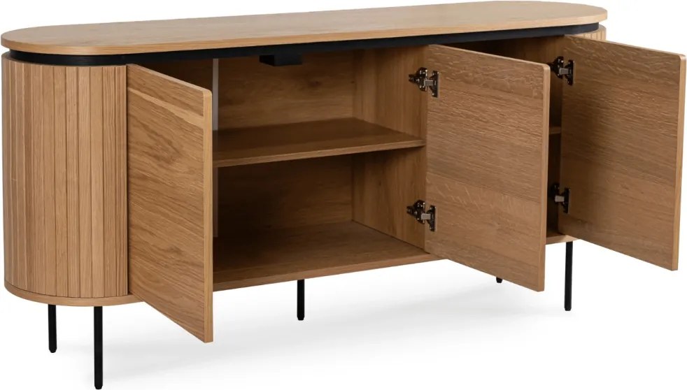 Komód 160 cm méretben, háromajtós kivitelben, tölgy színben BECK