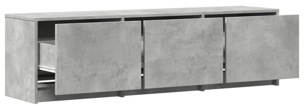 betonszürke szerelt fa TV-szekrény LED-ekkel 140 x 34 x 40 cm