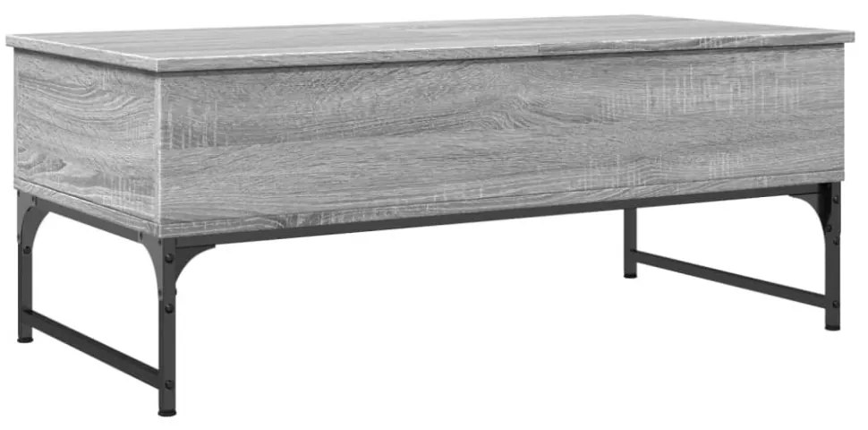 szürke sonoma szerelt fa és fém dohányzóasztal 100 x 50 x 40 cm