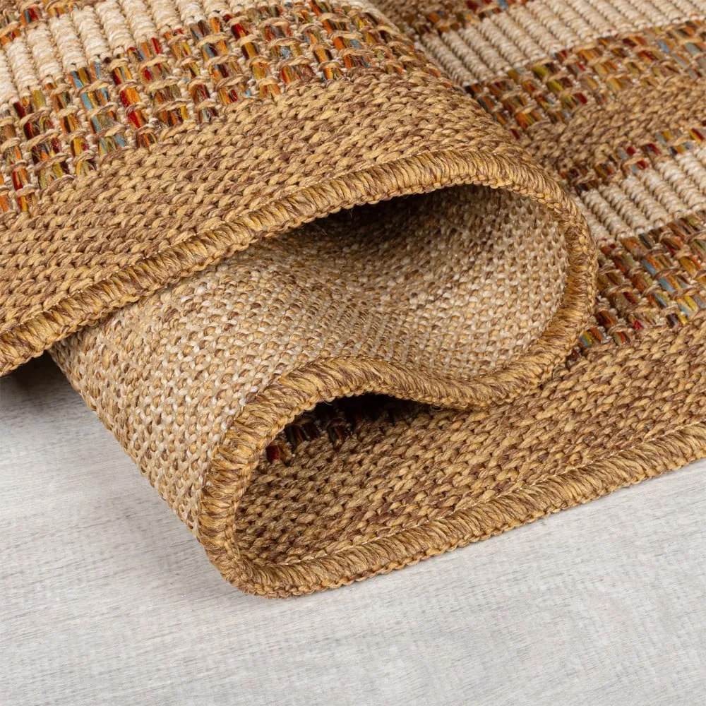 Natúr színű kültéri-beltéri szőnyeg 120x170 cm Layla Border – Flair Rugs