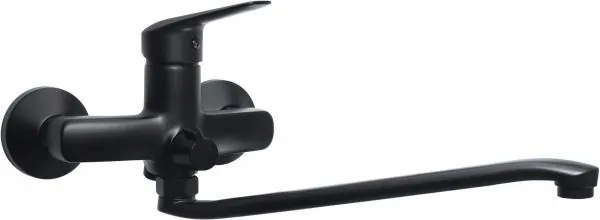 Fali mosdó csaptelep hosszú kifolyócsővel, fekete