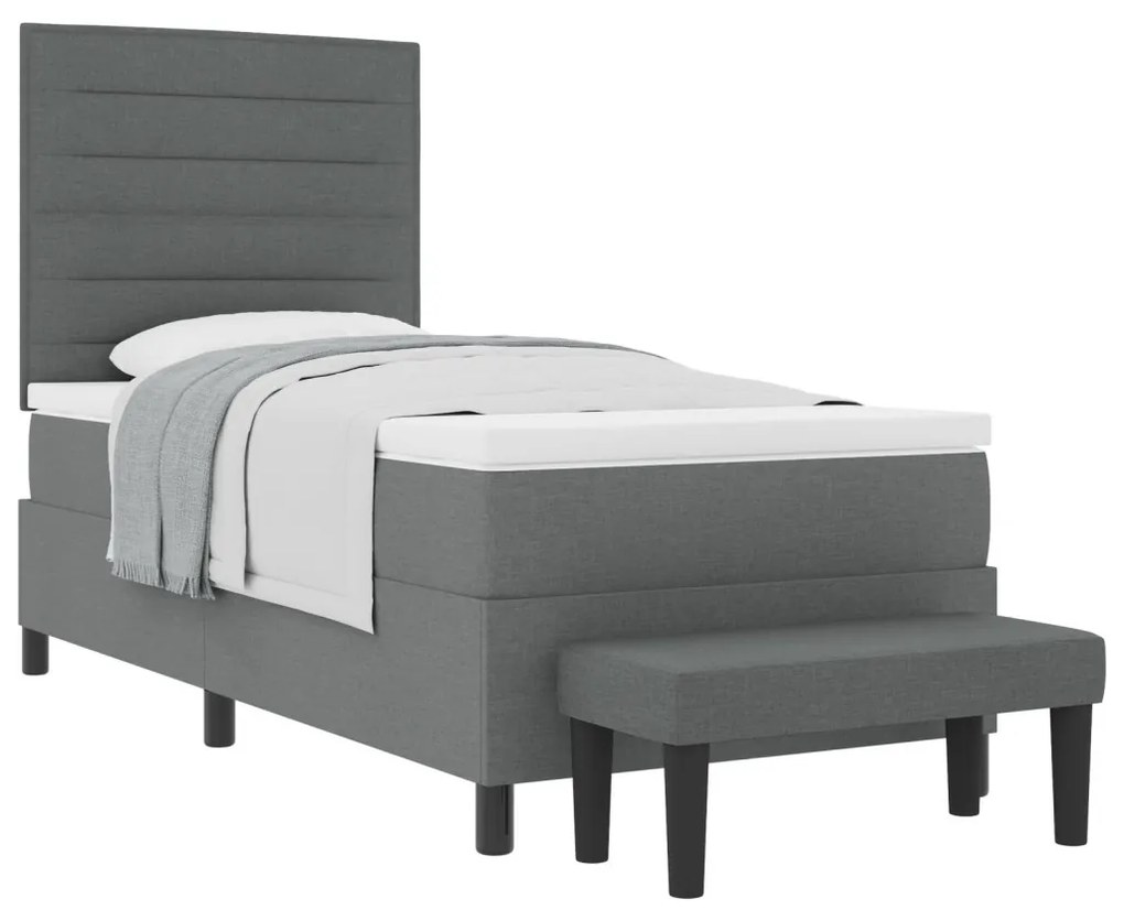Box Spring Ágy Matraccal és Pad Szürke 90x190 cm Szövet