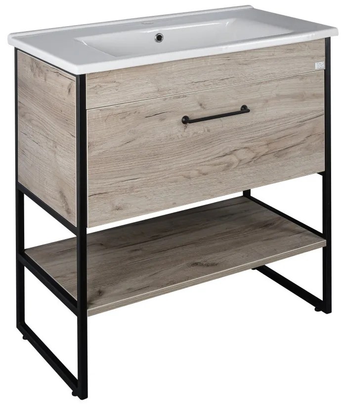 TMP IRON 85 álló fürdőszobabútor - Sanovit ATRIA 9085 porcelán mosdóval - 85 x 45,5cm