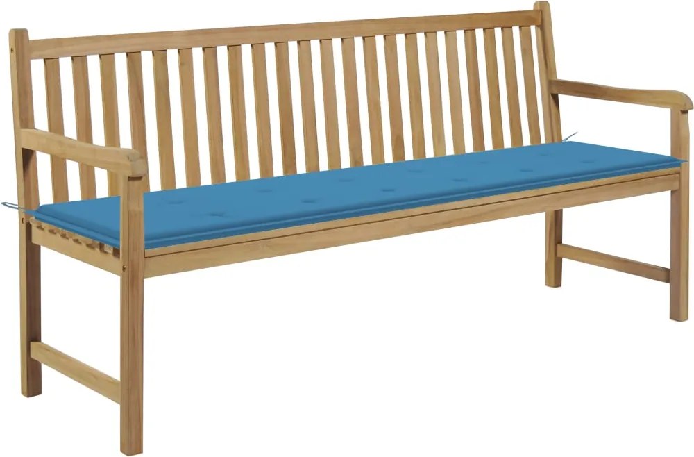 vidaXL tömör tíkfa kerti pad kék párnával 175 cm
