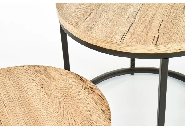 2 db-os JENO dohányzóasztal szett, tölgy/fekete