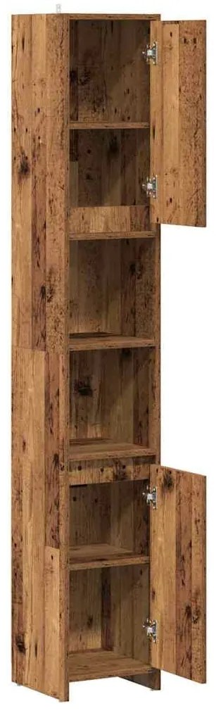 Antik fa színű szerelt fa fürdőszobaszekrény 30 x 30 x 183,5 cm