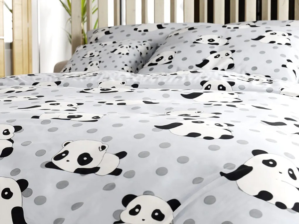 Mikroszálas ágynemű PANDA szürke Ágyneműhuzat mérete: 2 db 70 x 90 cm | 200 x 220 cm