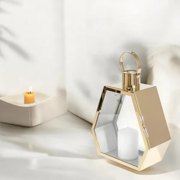 34 cm-es dekoratív lámpás, aranyszínű