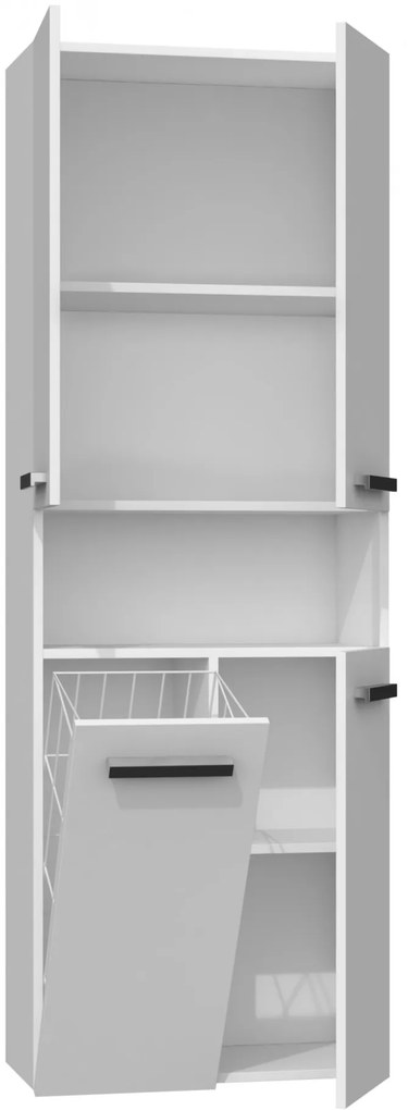 Drohmo 1K DK fürdőszoba szekrény, 60x174x30 cm, matt fehér
