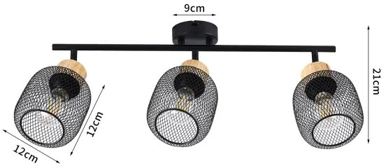 Brilagi - Spotlámpa BASKLITE 3xE27/15W/230V kaucsukfa/fekete