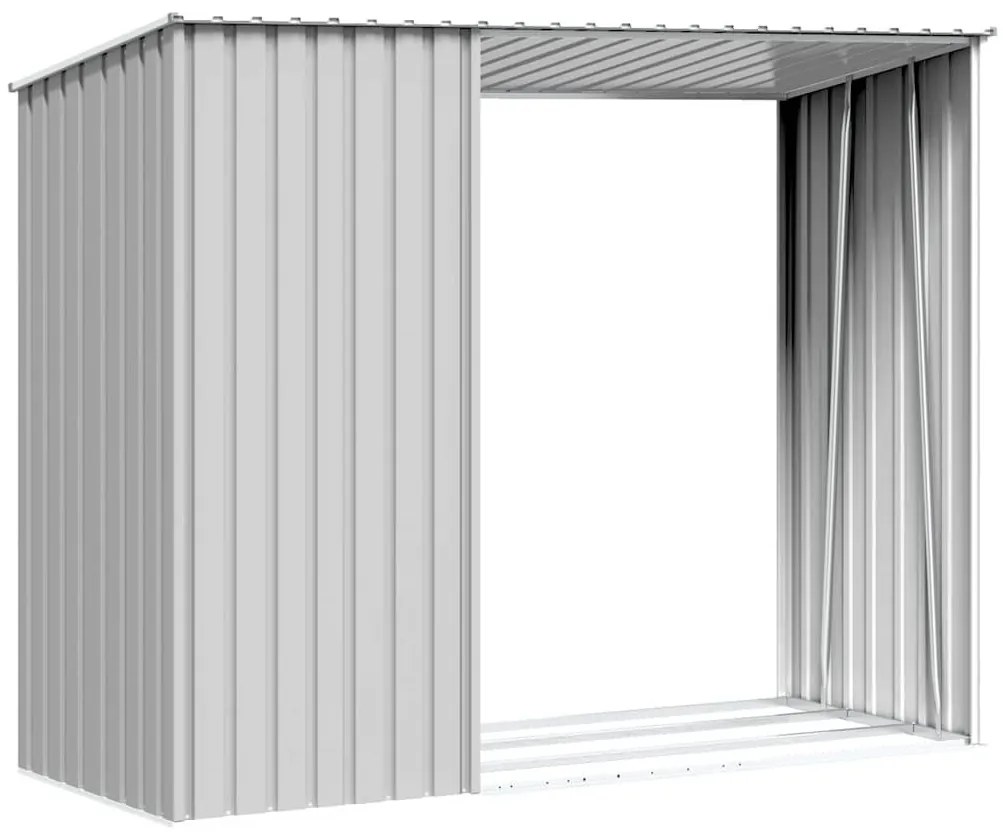 szürke horganyzott acél kerti tűzifatároló 245 x 98 x 159 cm