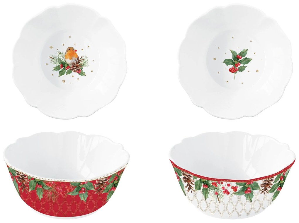 Karácsonyi porcelán tálka szett 2 db Christmas Berries