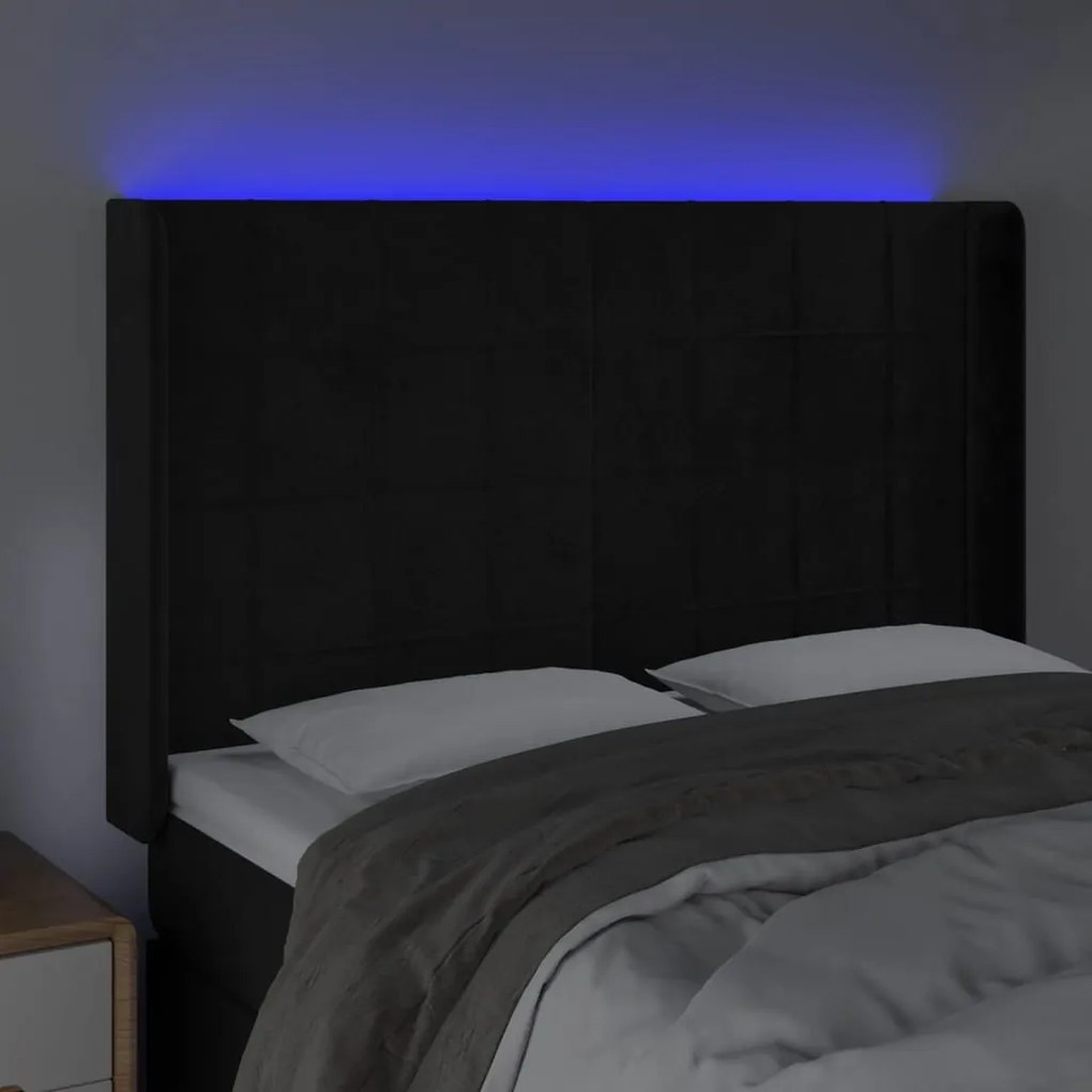 fekete bársony LED-es fejtámla 147x16x118/128 cm