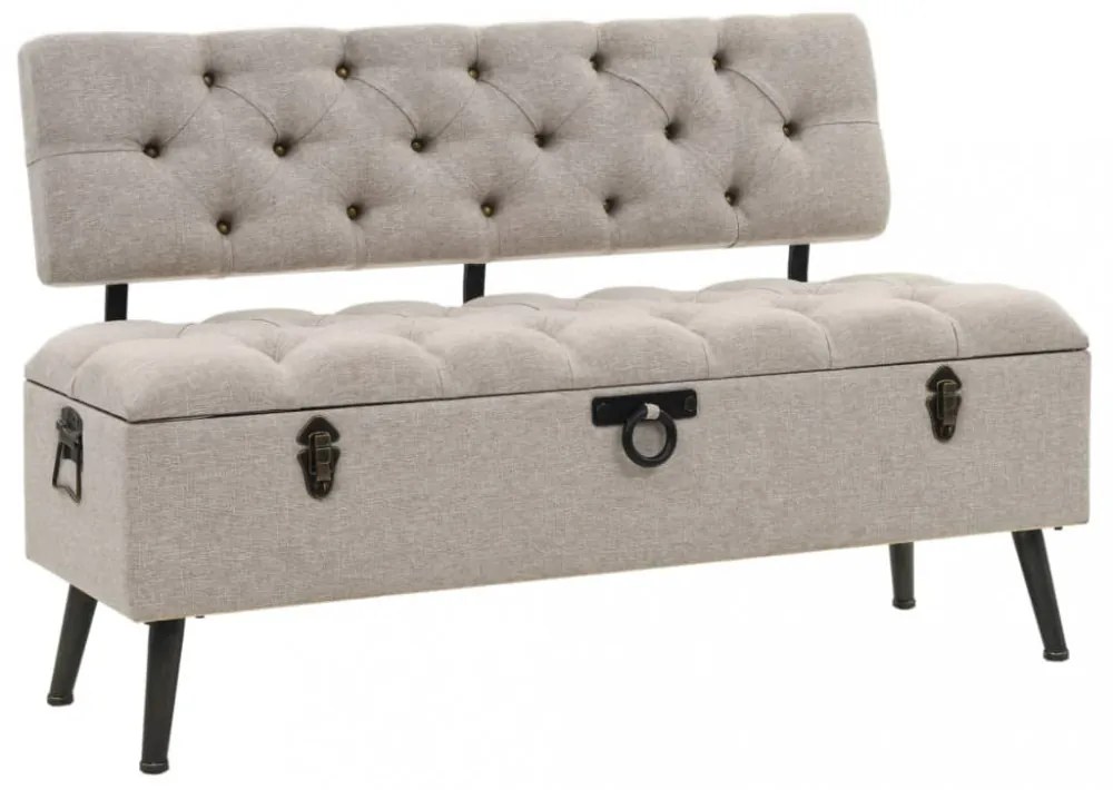 krémszínű szövet tárolópad háttámlával 110 cm