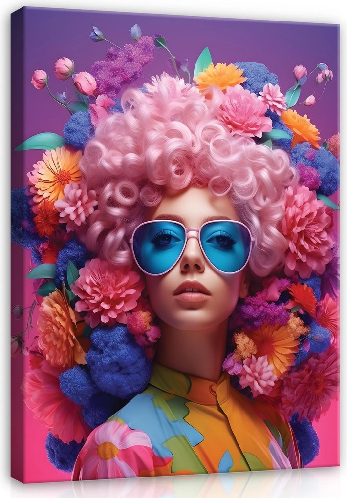 Vászonkép Nő Virágok Absztrakt Falikép 60x40