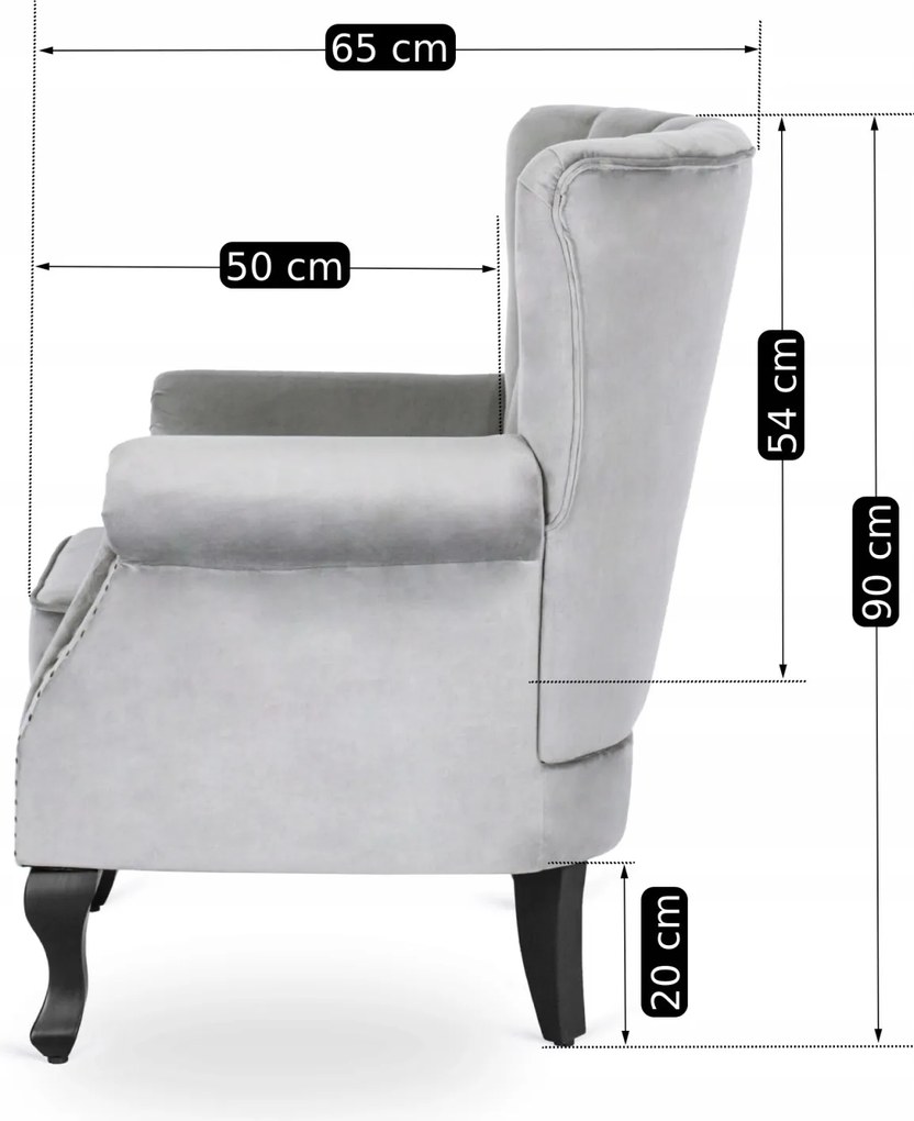 Fotel szürke bársony kárpittal – MALLO